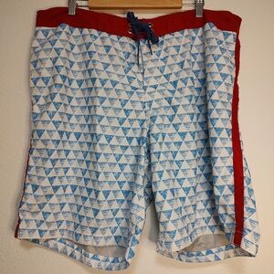 Old Navy Men's Size XL Red White Blue Geometric Print Mesh Lined Board Shorts